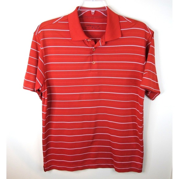 Nike Other - Nike Golf Dri Fit Red Striped Performance Golf Polo‎ Shirt Men's Medium